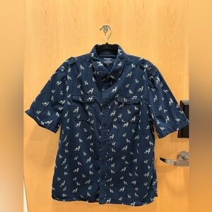 Paper Denim & Cloth Men’s Button Up, Casual, Reindeer All Over Print